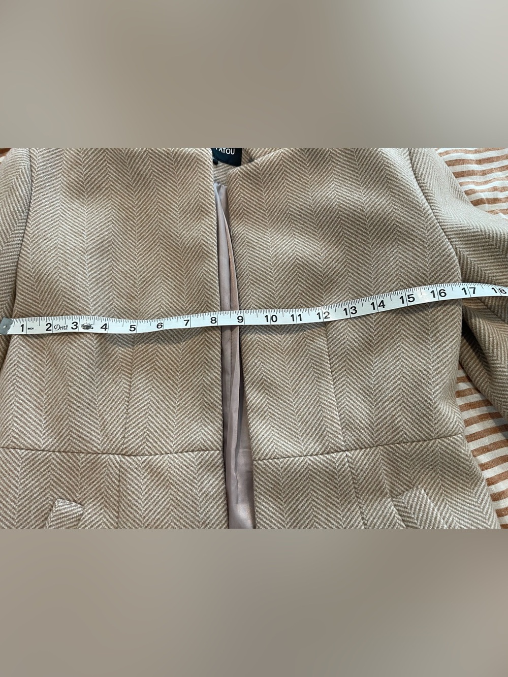 Stylish khaki herringbone blazer S - Picture 8 of 10